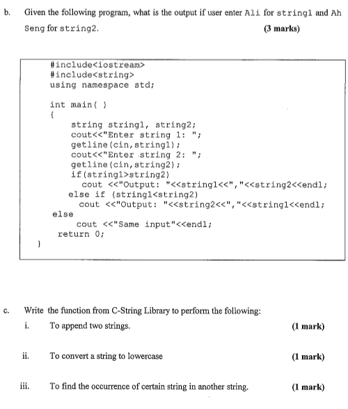 Solved b. Given the following program, what is the output if | Chegg.com