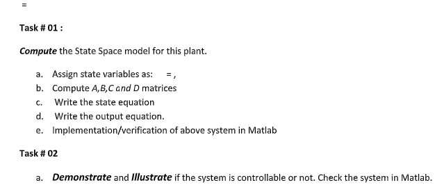 Solved Task #01: Compute the State Space model for this | Chegg.com