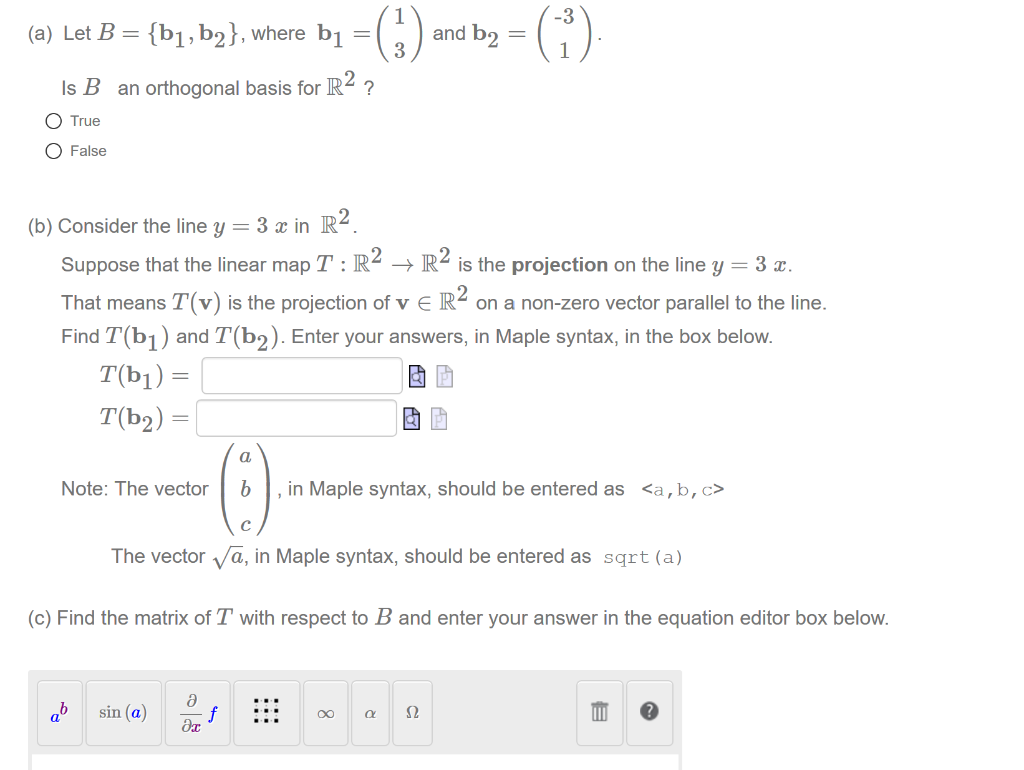 Solved -3 (a) Let B = {b1,b2}, Where Bi And B2 (1) 3 Is B An | Chegg.com