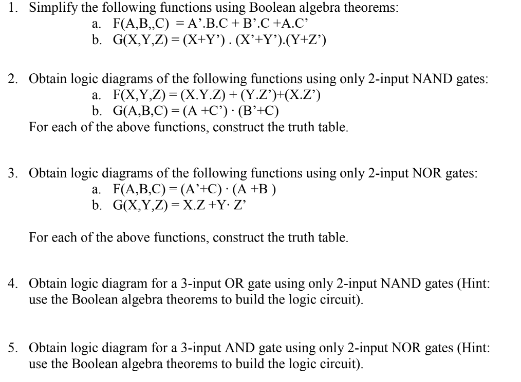 Solved 1. Simplify The Following Functions Using Boolean | Chegg.com