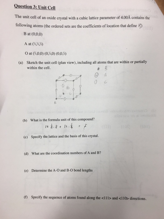 Solved Question 3: Unit Cell The unit cell of an oxide | Chegg.com