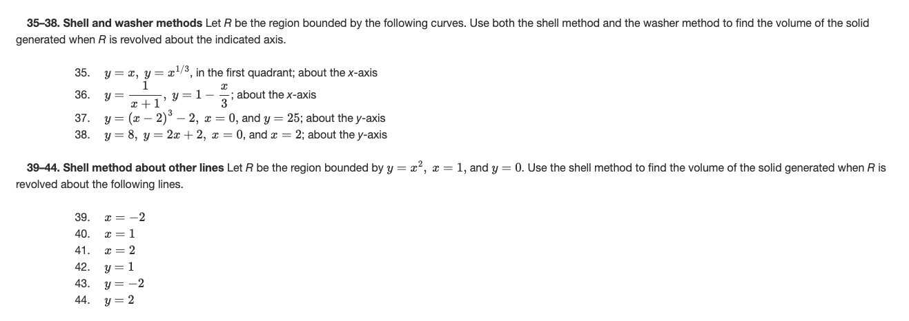 35-38. Shell and washer methods Let R be the region | Chegg.com