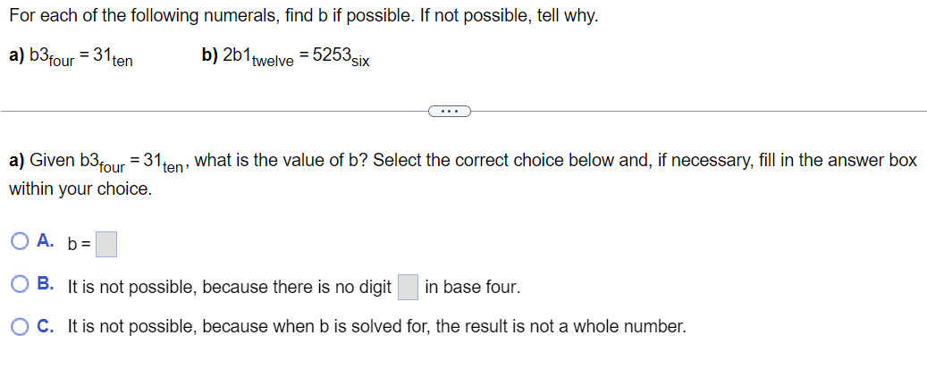 Solved For Each Of The Following Numerals, Find B If | Chegg.com