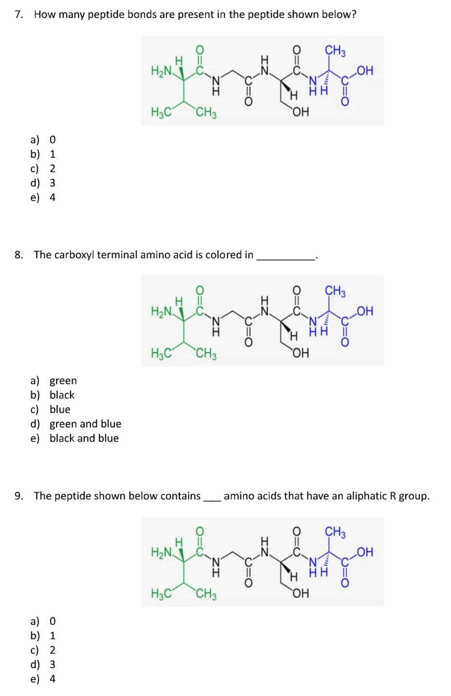 Solved 7. How many peptide bonds are present in the peptide | Chegg.com
