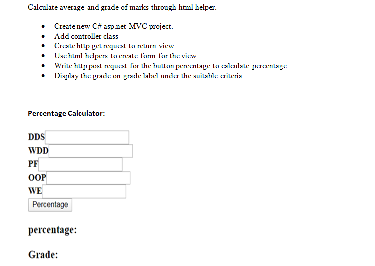Calculate average and grade of marks through html | Chegg.com