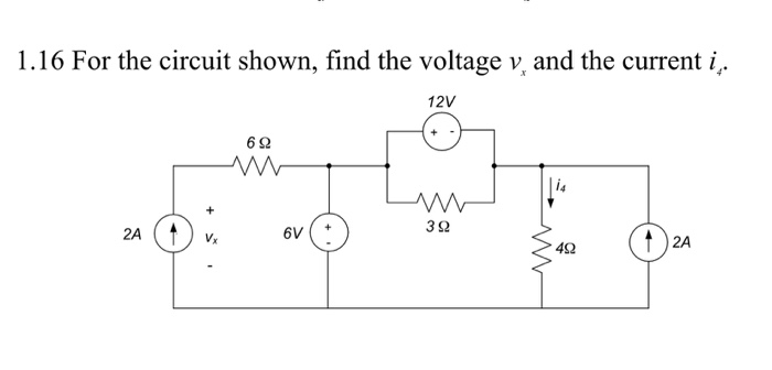 Solved 1.16 For the circuit shown, find the voltage vx and | Chegg.com