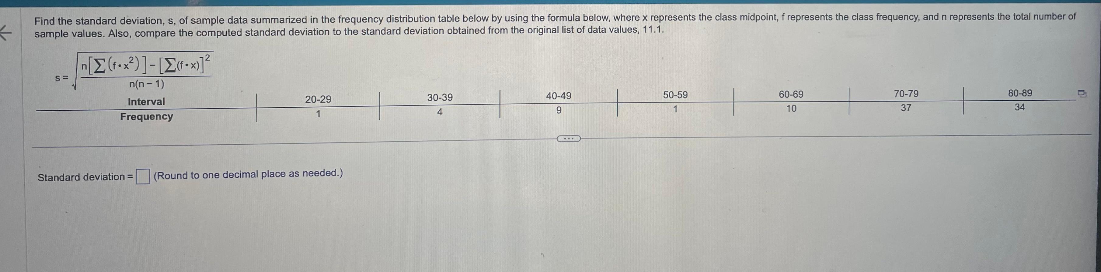 Solved sample values. Also, compare the computed standard | Chegg.com