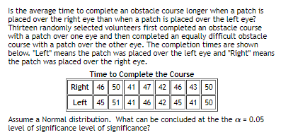 Solved Is the average time to complete an obstacle course | Chegg.com