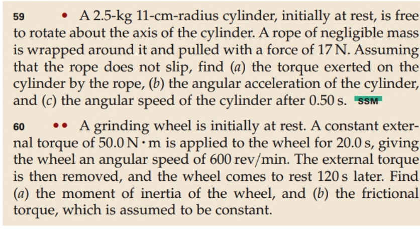 Solved . A 2.5-kg 11-cm-radius cylinder, initially at rest, | Chegg.com