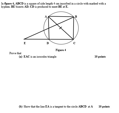 Solved In figure 4, ABCD is a square of side length 4 cm | Chegg.com