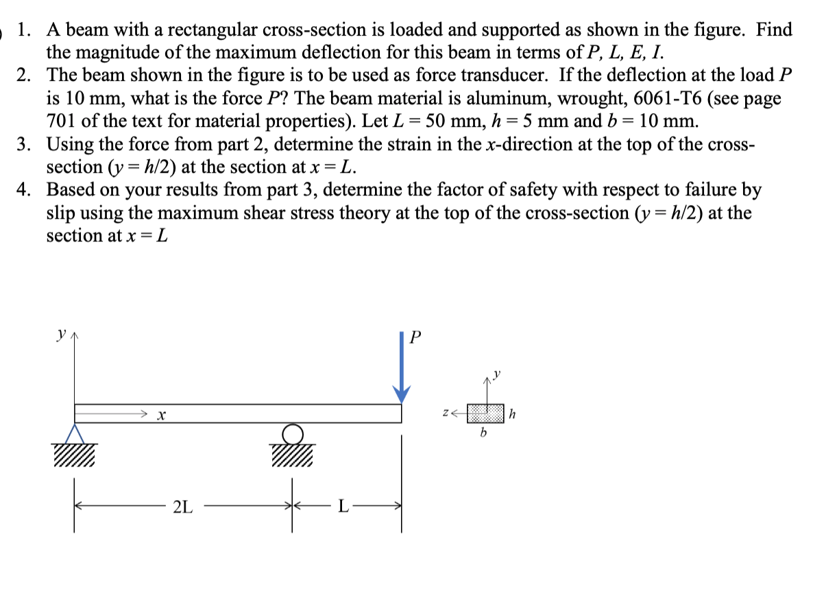 Solved 1. A beam with a rectangular cross-section is loaded | Chegg.com