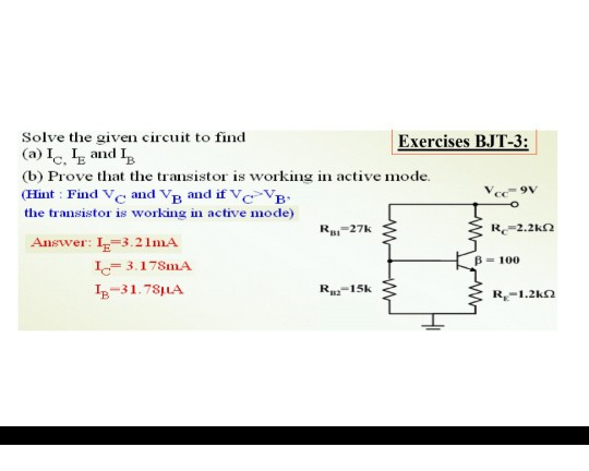 Solved Solve The Given Circuit To Find Exercises BJT-3: (a) | Chegg.com