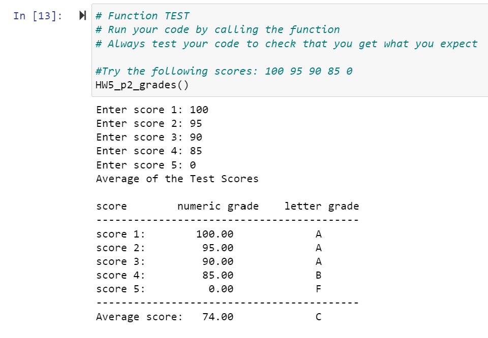 Solved 2. [20 points] Test Average and Grade Algorithm | Chegg.com