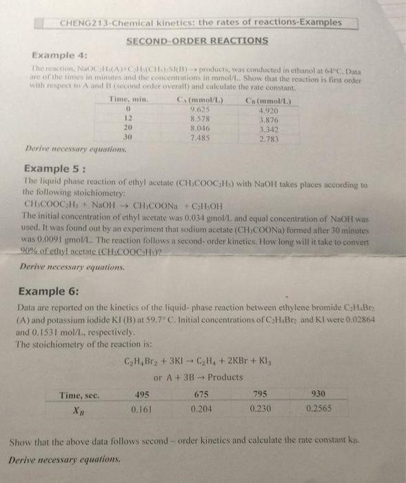 Solved CHE CHENG213-Chemical kinetics: the rates of | Chegg.com