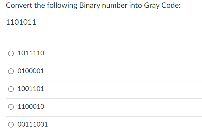 How To Convert Binary Number Into Gray Code