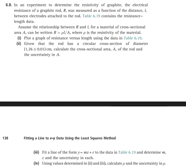 Solved 6.8. In an experiment to determine the resistivity of | Chegg.com