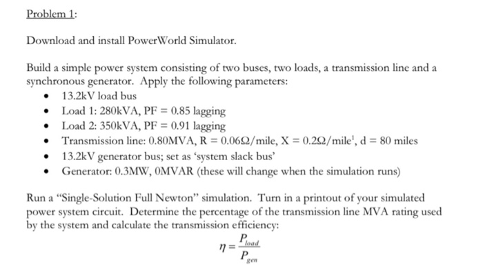 Solved Problem 1: Download and install PowerWorld Simulator. | Chegg.com