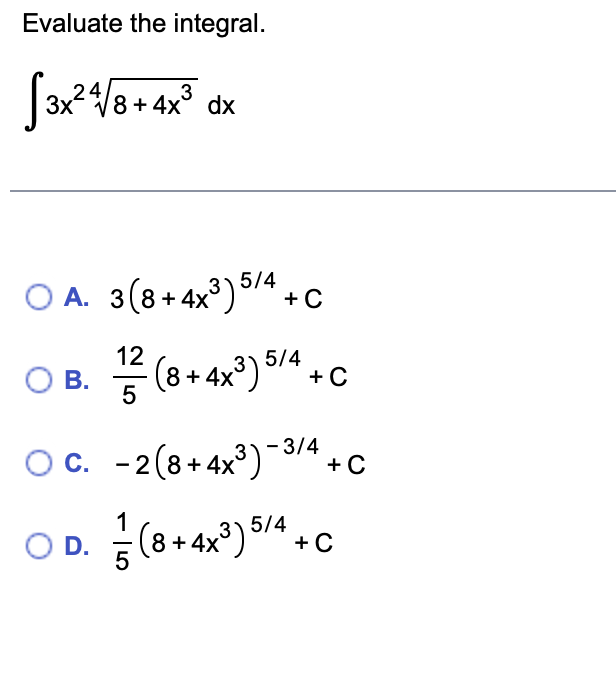 solved-evaluate-the-integral-3x248-4x3dx-a-3-8-4x3-5-4-c-chegg