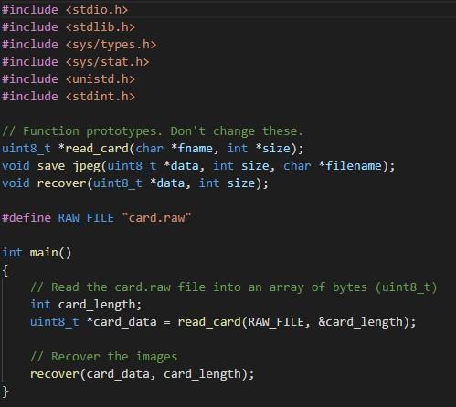 Please fill in the recover function with the comments | Chegg.com
