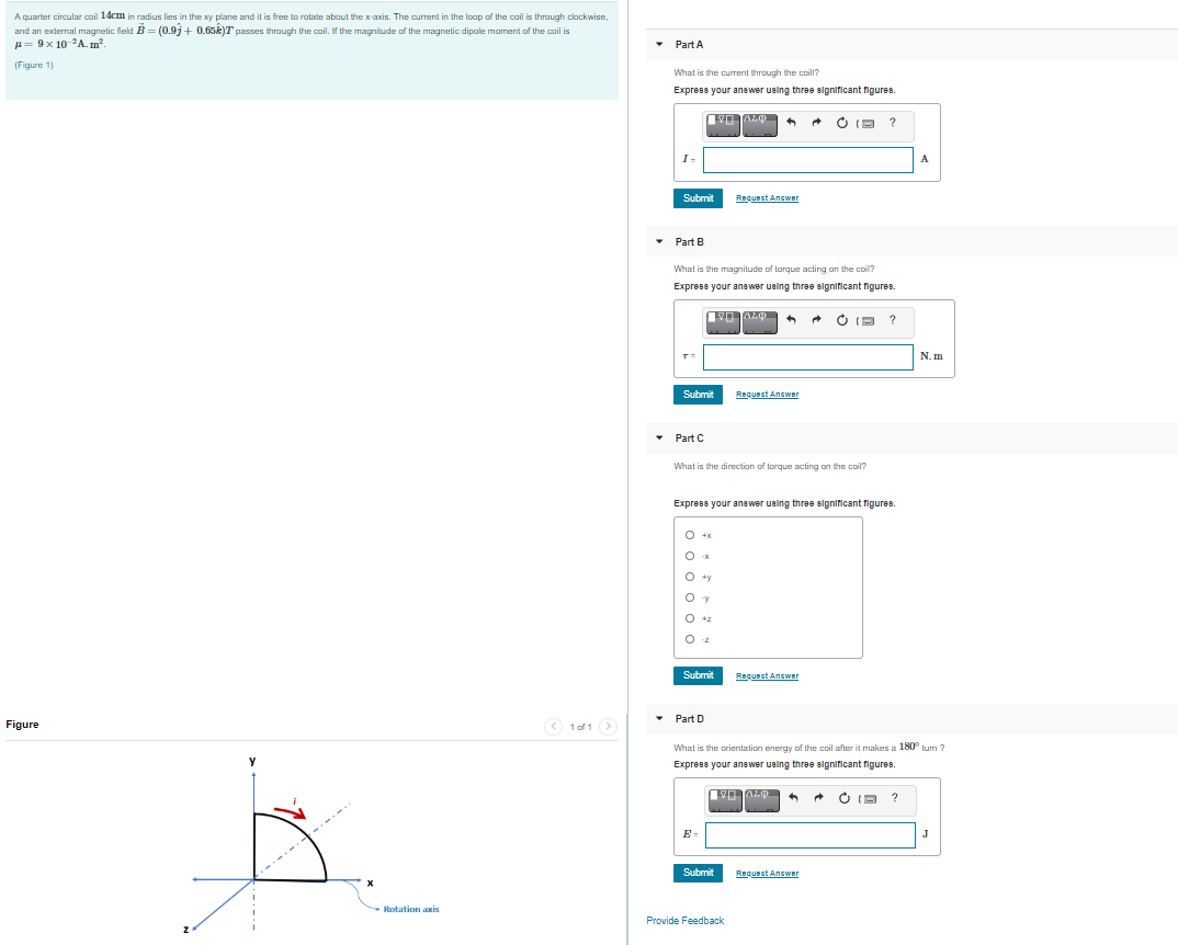 Solved A quarter circular cail 14cm in radius lies in the xy | Chegg.com