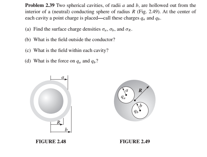 Solved Problem 2.39 Two Spherical Cavities, Of Radii A And | Chegg.com