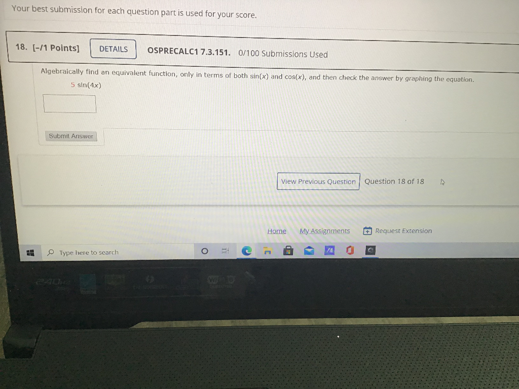 Solved Your best submission for each question part is used | Chegg.com
