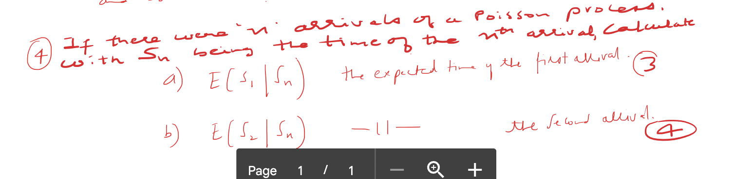 Solved a) E(S1∣Sn) the exputed tirs ith arrival, Calculate | Chegg.com