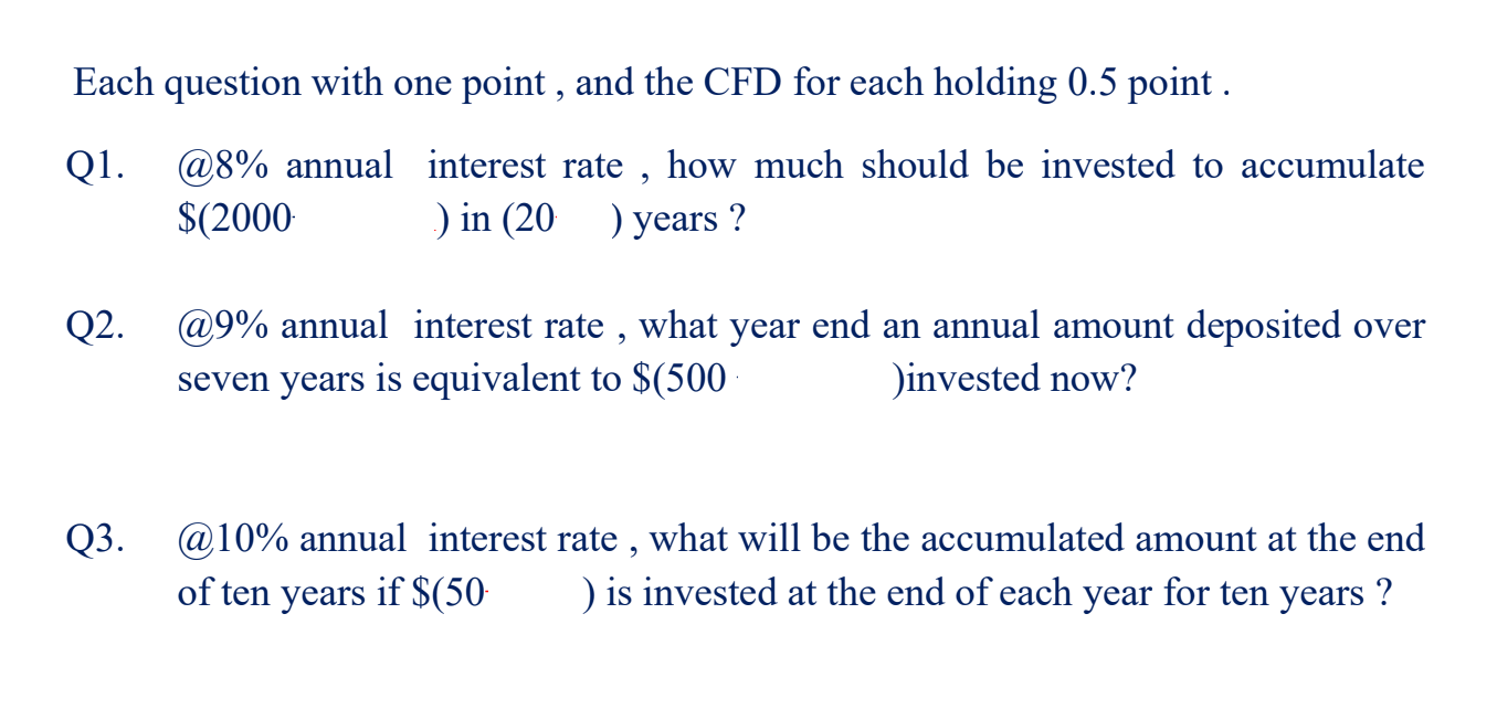 Solved Each question with one point , and the CFD for each | Chegg.com