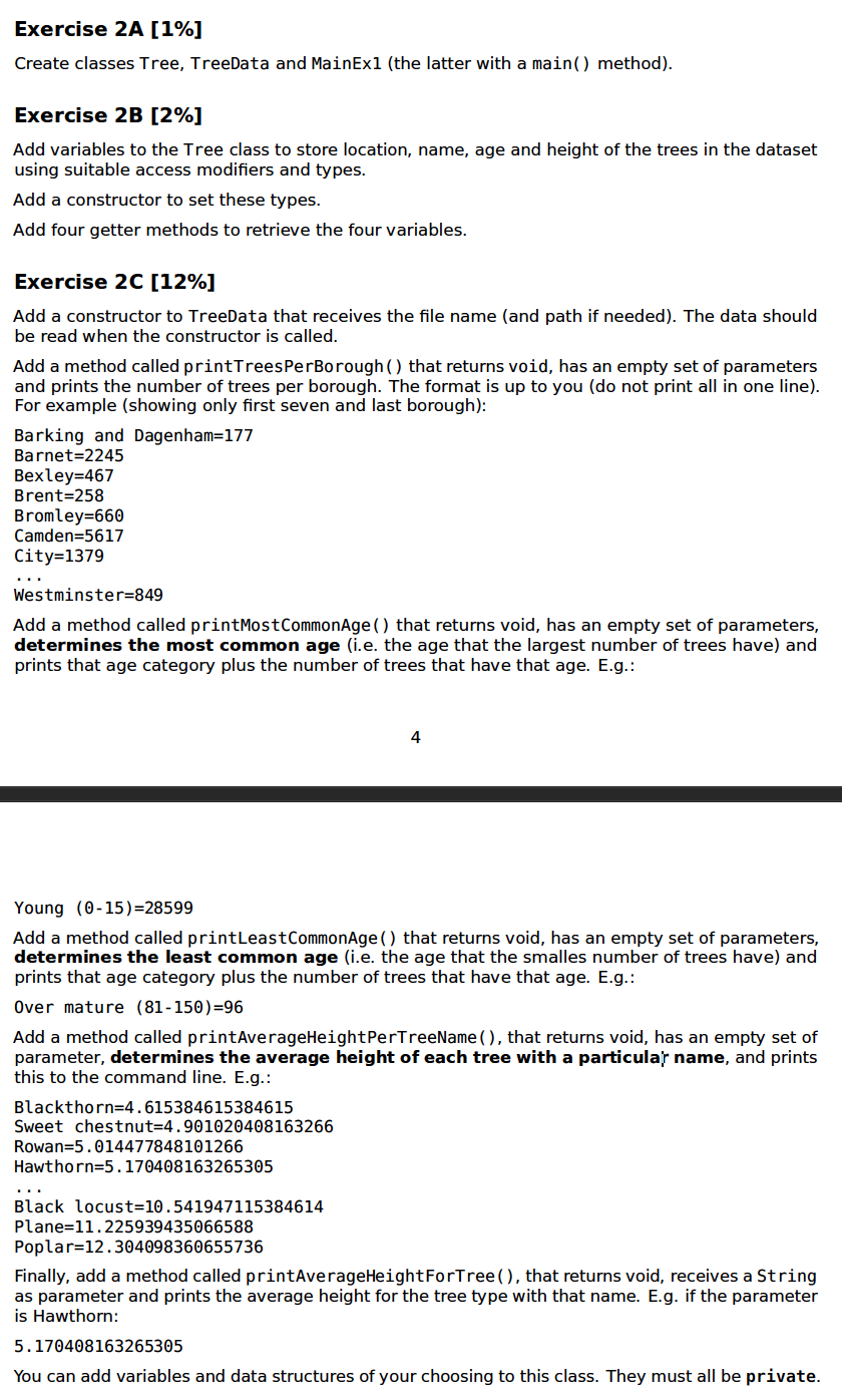 Solved Exercise 2A [1\%] Create classes Tree, TreeData and | Chegg.com