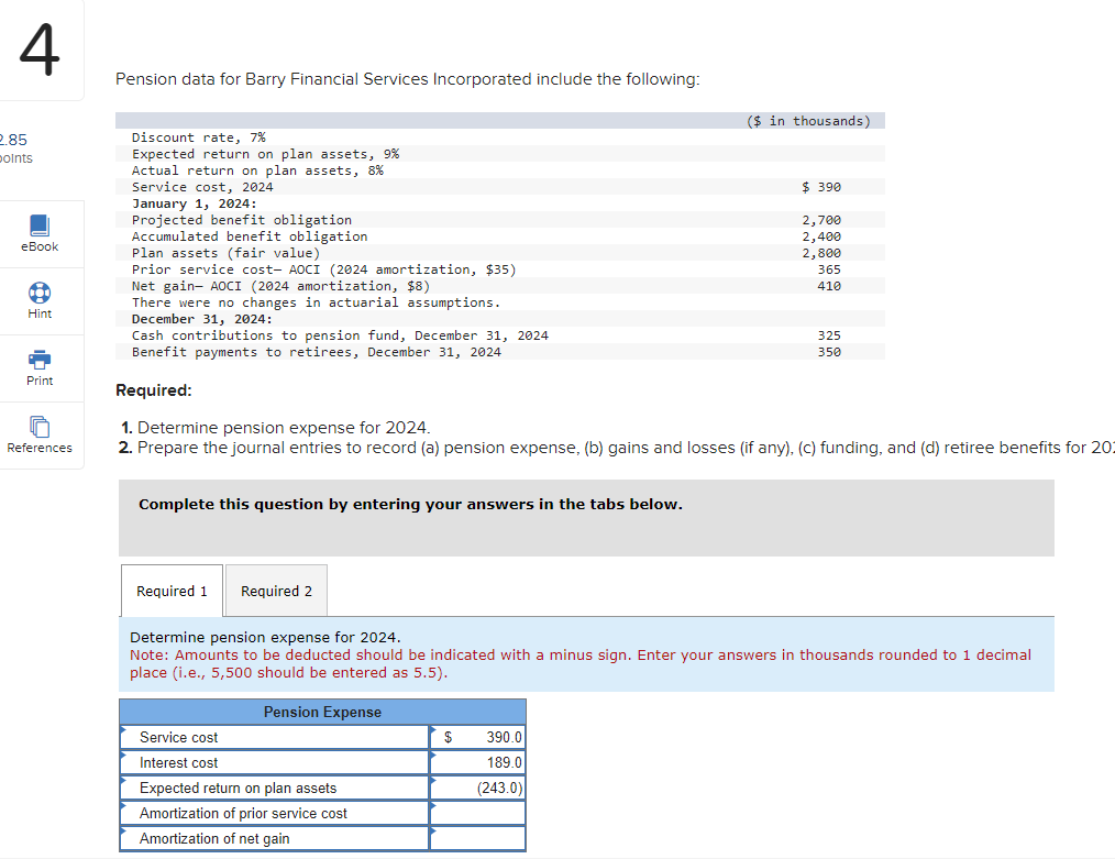 Solved Pension data for Barry Financial Services | Chegg.com
