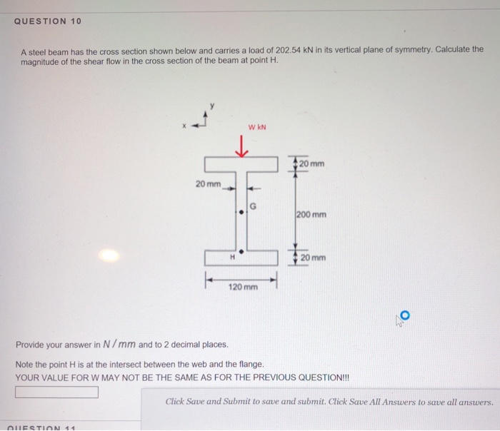 Solved QUESTION 10 A steel beam has the cross section shown | Chegg.com