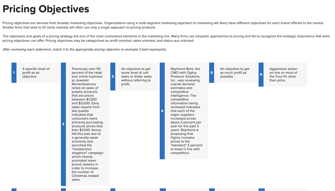 Solved Pricing Objectives Pricing objectives are derived