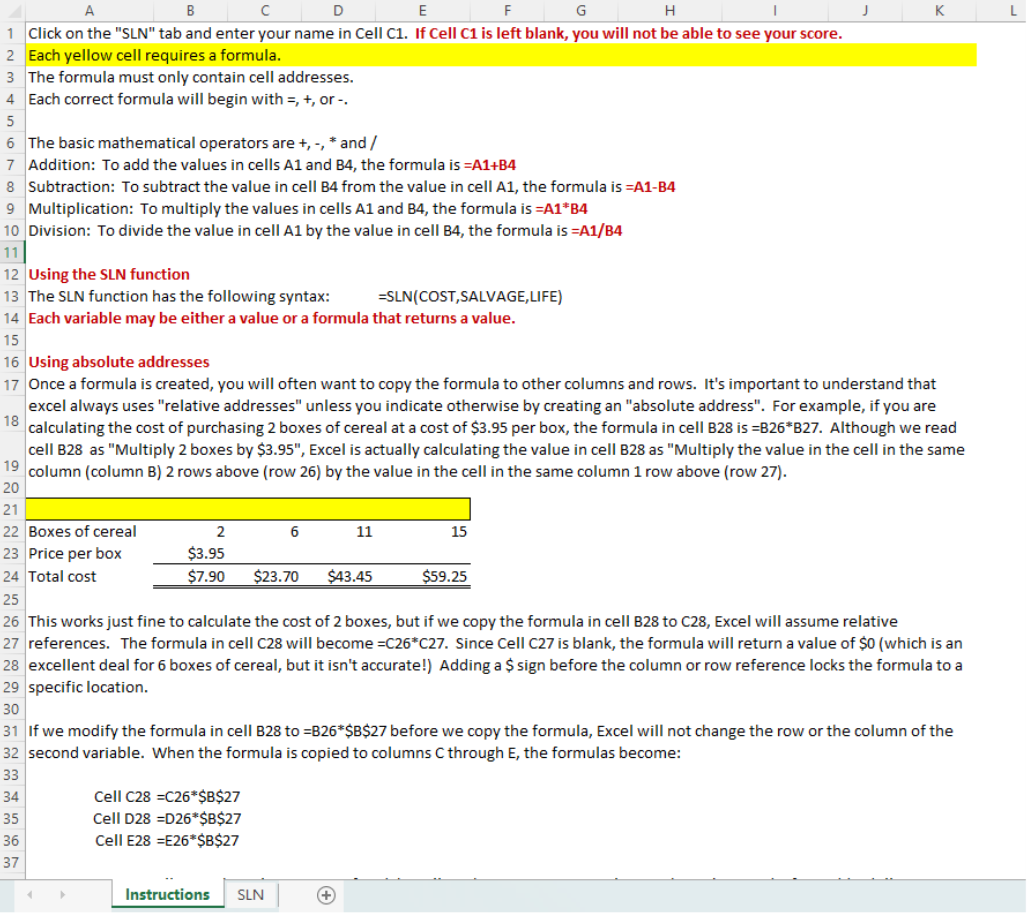 Solved Using absolute addresses Once a formula is created Chegg