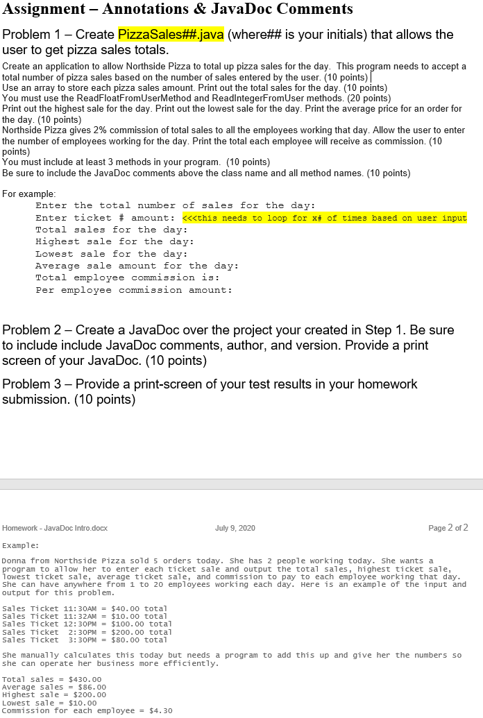 Solved Assignment Annotations & JavaDoc Comments Problem 1