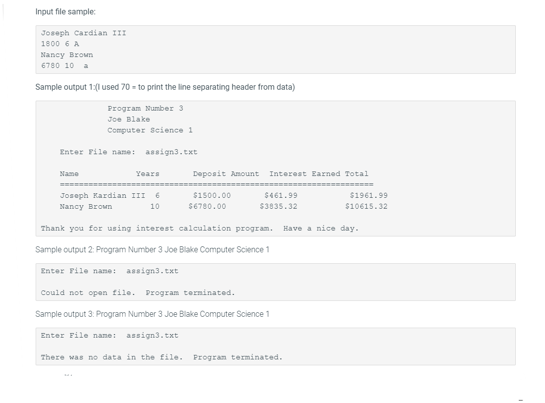 This assignment is to read from an input file and | Chegg.com