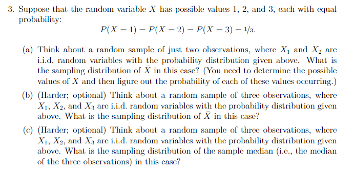 Solved 3. Suppose that the random variable X has possible | Chegg.com