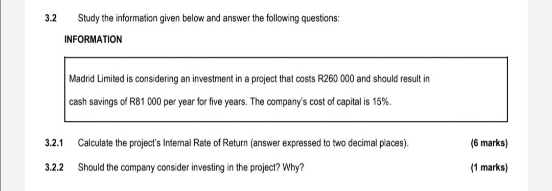 Solved 3.2 Study the information given below and answer the | Chegg.com