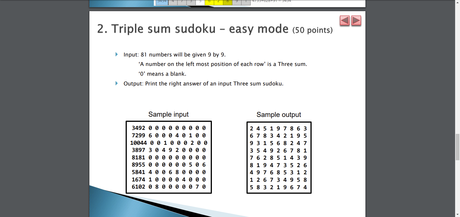 2. Triple sum sudoku - easy mode (50 points) Write a | Chegg.com