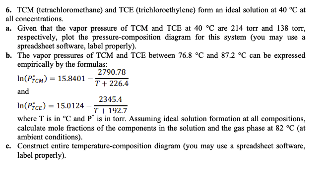 Solved 6. TCM (tetrachloromethane) and TCE | Chegg.com
