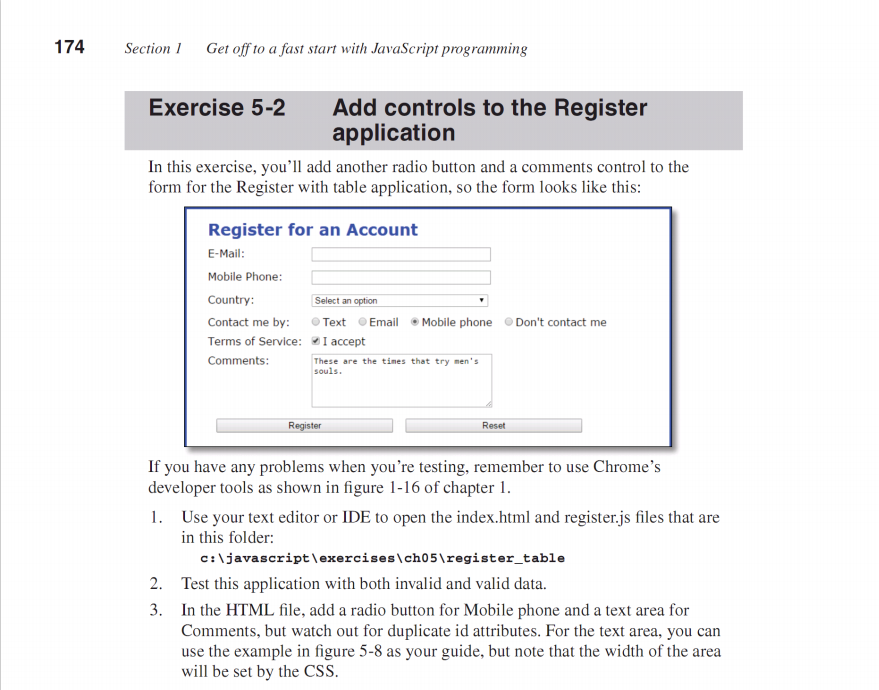 174 Section 1 Get off to a fast start with JavaScript | Chegg.com