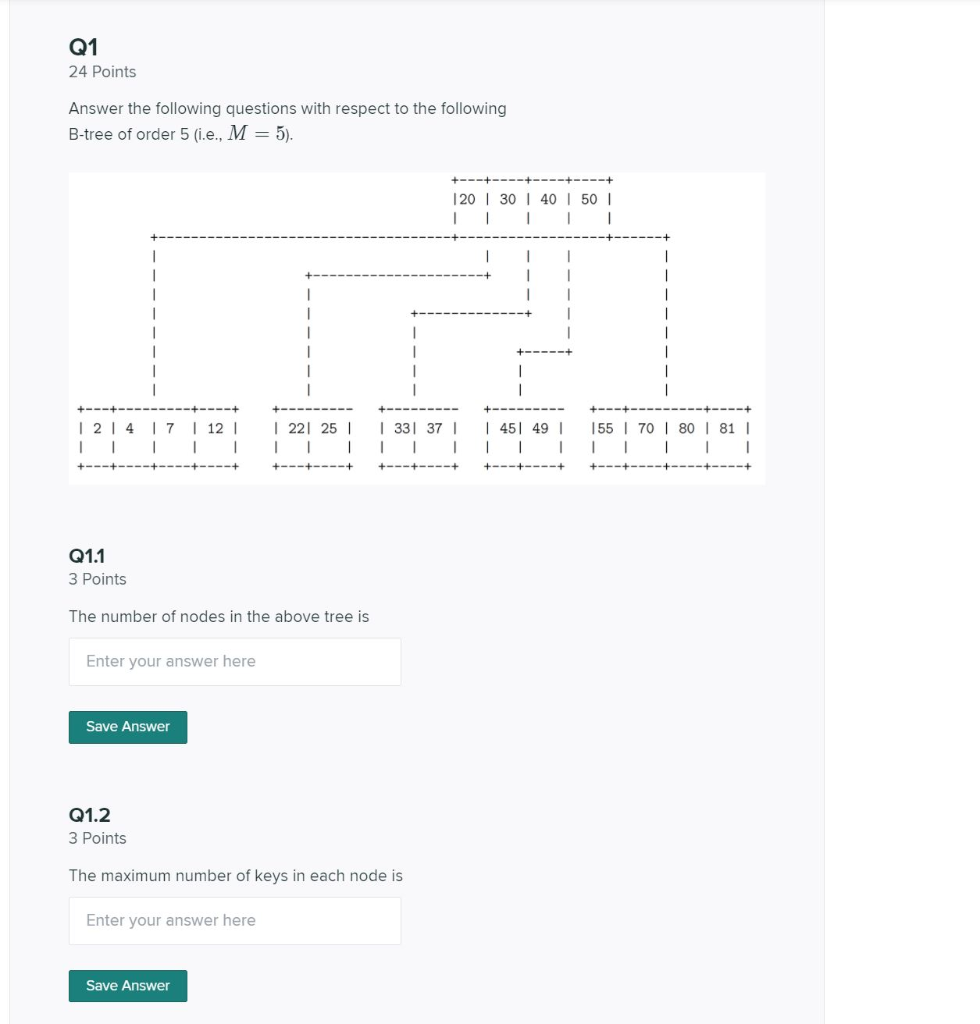 Solved Q1 24 Points Answer the following questions with | Chegg.com