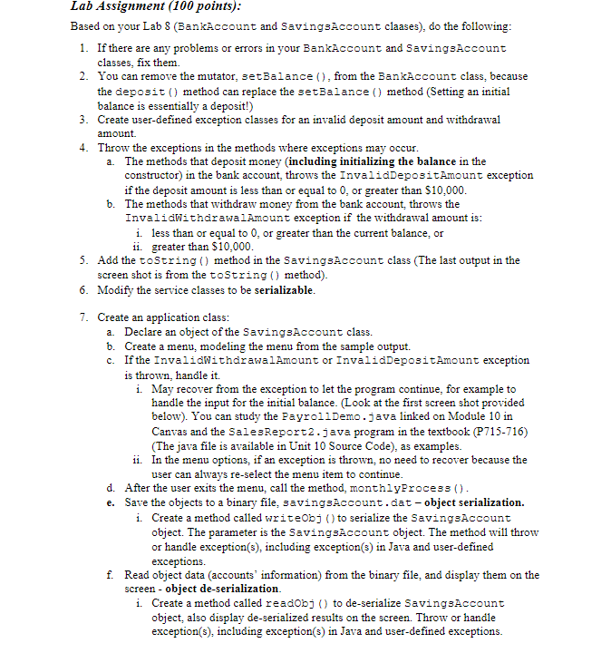 Solved Lab Assignment (100 points) Based on your Lab 8 | Chegg.com