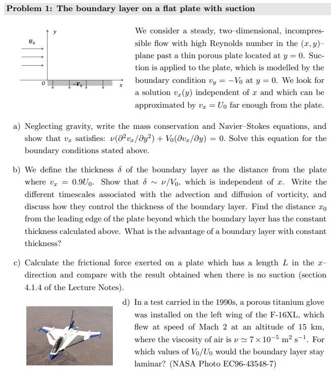 Problem 1: The boundary layer on a flat plate with | Chegg.com
