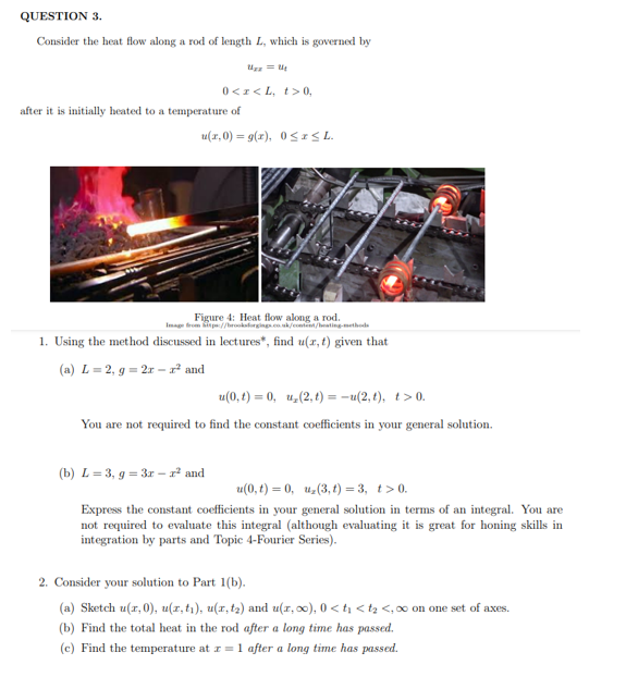 Solved QUESTION 3.Consider the heat flow along a rod of | Chegg.com