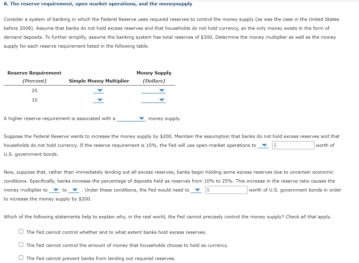 Solved Options: Simple Money Multiplier: 1, 2, 5, 10, | Chegg.com