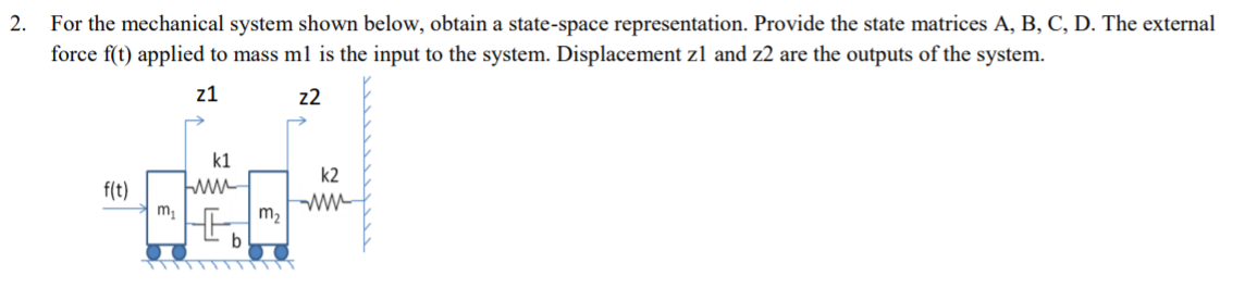 Solved 2. For the mechanical system shown below, obtain a | Chegg.com
