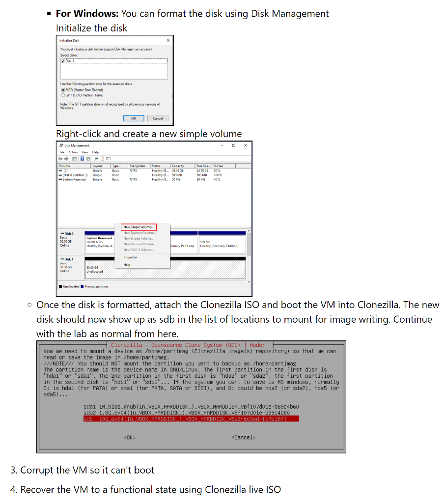 In this lab you will learn how to use Clonezilla [1], | Chegg.com