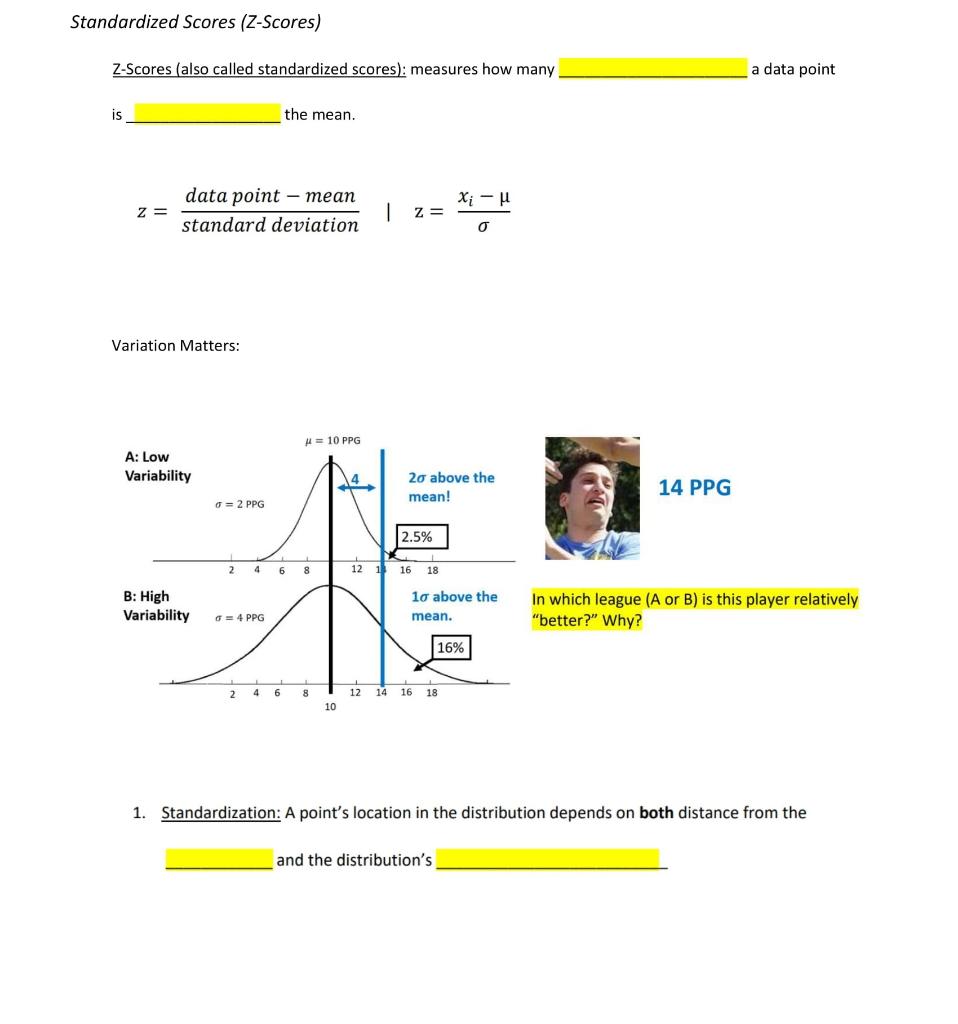 Solved Standardized Scores (Z-Scores) Z-Scores (also Called | Chegg.com