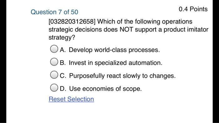 Solved 0.4 Points Question 7 of 50 [032820312658] Which of | Chegg.com