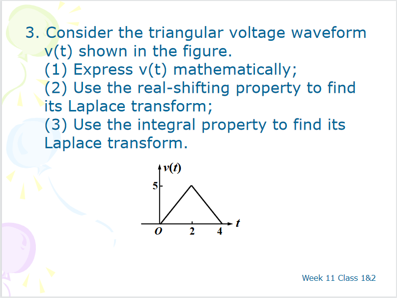 Solved 3. Consider The Triangular Voltage Waveform V(t) | Chegg.com